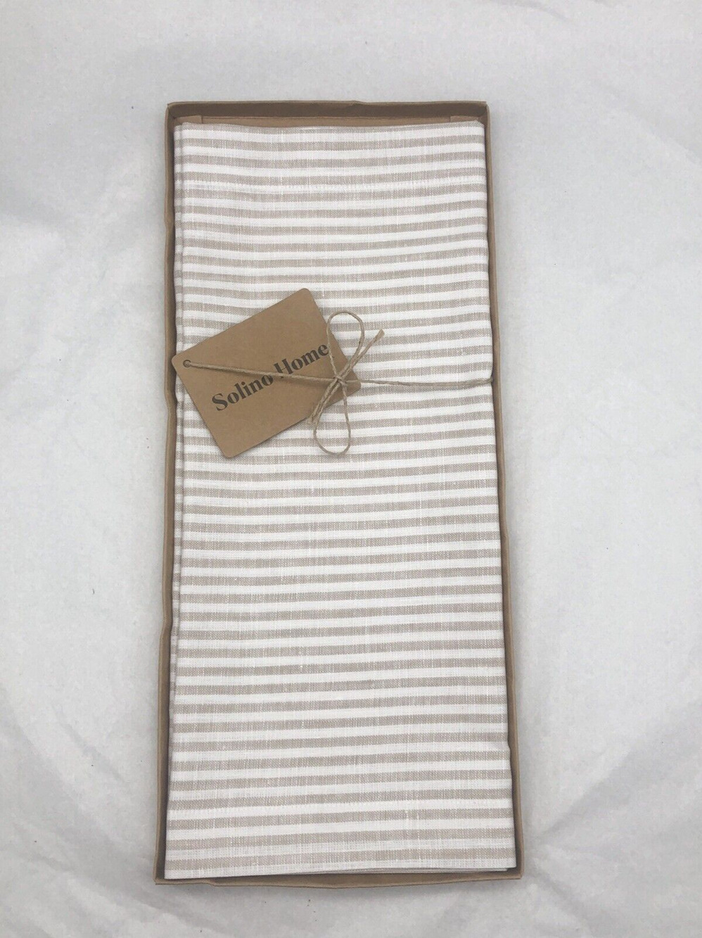 Solino Home Farmhouse Linen Table Runners Natural & White 14" x 48" 1pc *READ